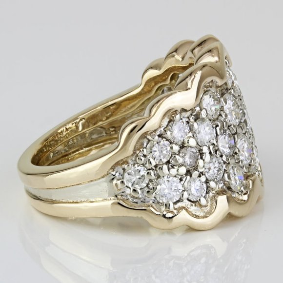 14K Yellow Gold Pavé Diamond Anniversary / Cocktail Band Ring - Picture 5 of 9